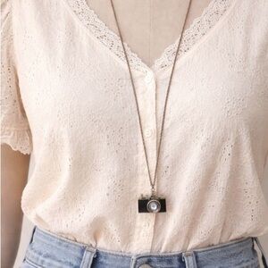 Camera Pendant Necklace with antique look